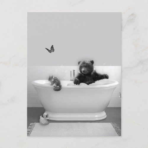 Bear Cub in Bathtub Bubble bath  Postcard