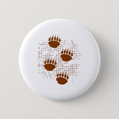 Bear Cub Paw Prints On Distressed Background Button