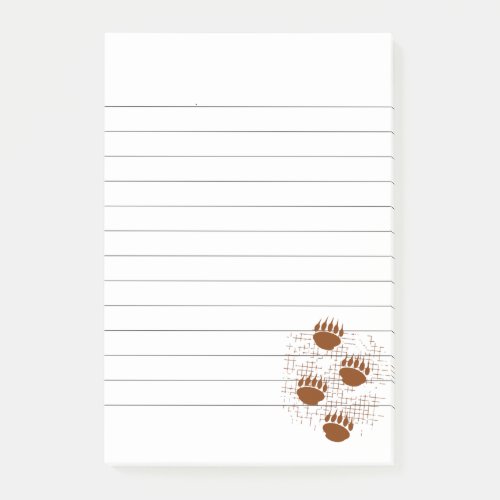 Bear Cub Paw Prints On Distressed Background Lined Post_it Notes