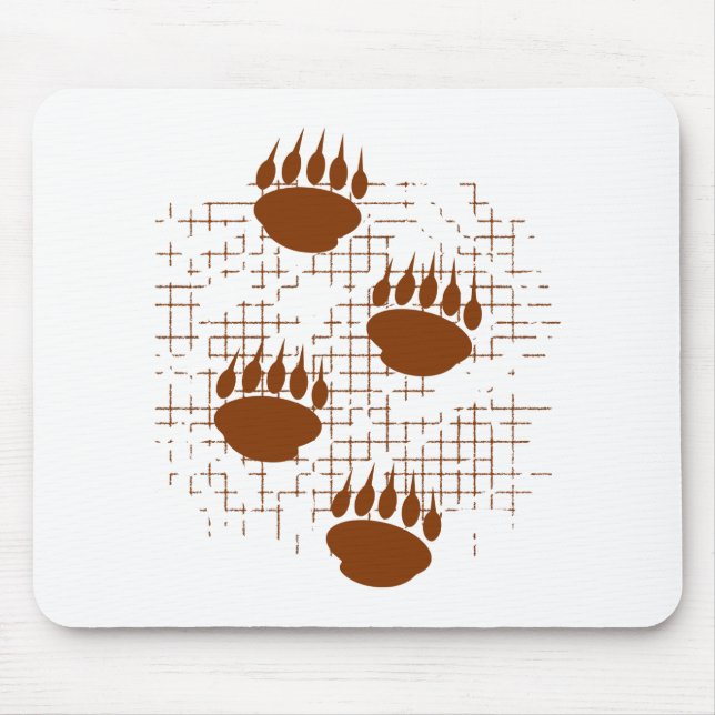 Bear Cub Paw Prints On Distressed Background Mouse Pad (Front)