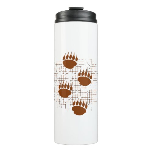 Bear Cub Paw Prints On Distressed Background Thermal Tumbler