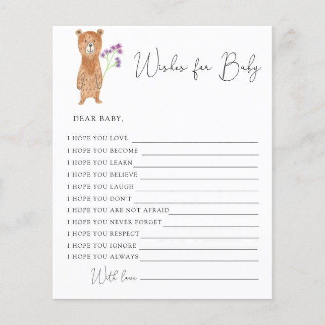 Bear cub - Wishes for baby (Front)