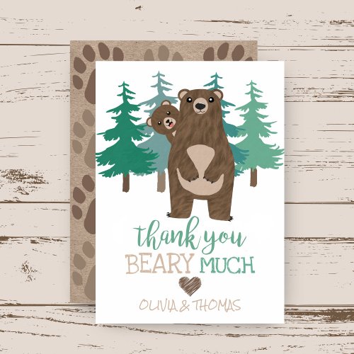 Bear Cub Woodland Adventure Baby Shower Thank You Card