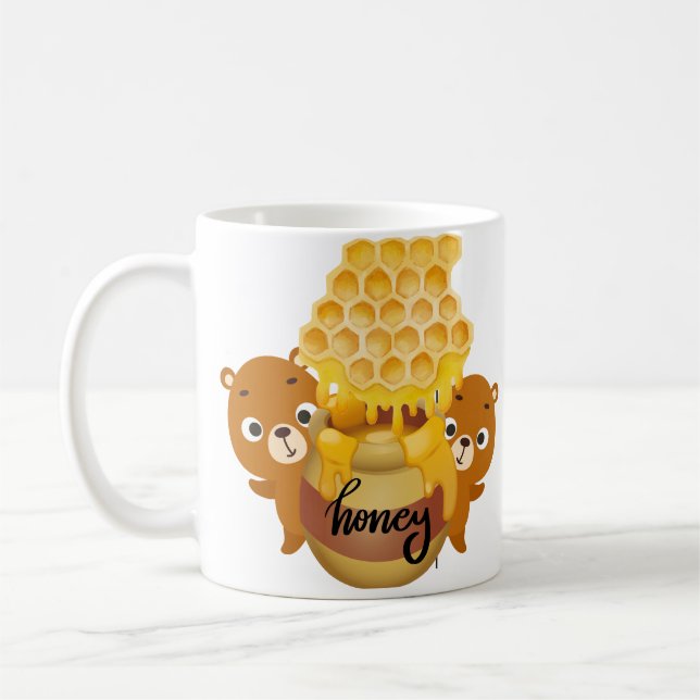 Bear Cubs with Honey Pot Coffee Mug (Left)