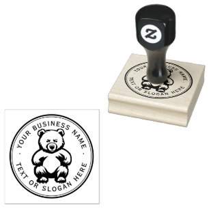 bear  Custom Business Logo Large  Rubber Stamp