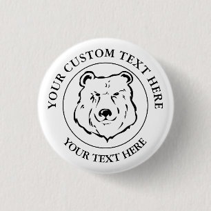Bear Custom Text Classic Icon Logo  Button