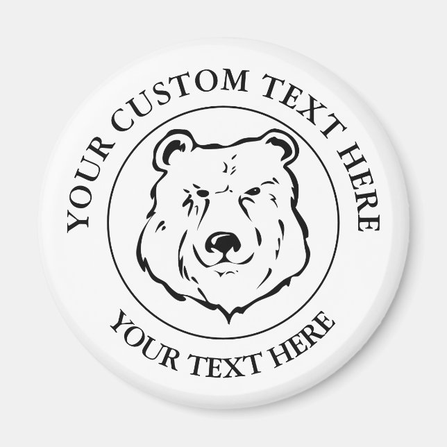 Bear Custom Text Classic Icon Logo Magnet (Front)