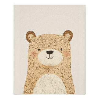 Bear Cute Nursery Poster, Animal Baby Room Decor