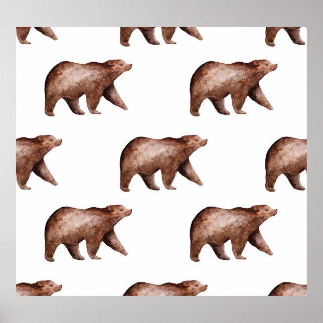 Bear Cuteness: Watercolor Animal Pattern Poster (Front)