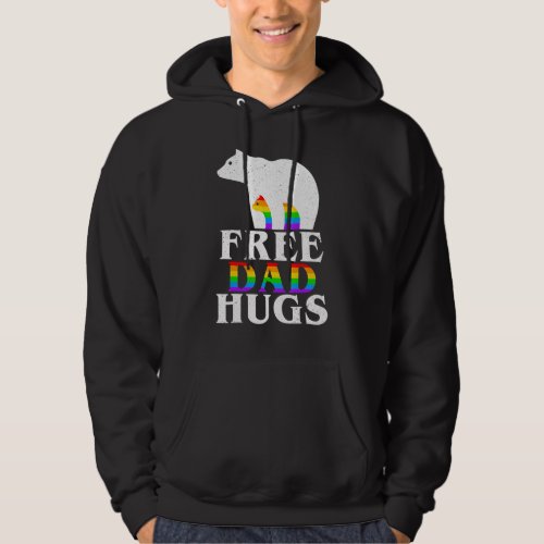 Bear Dad Free Dad Hugs Rainbow Flag Lgbt Gay Pride Hoodie