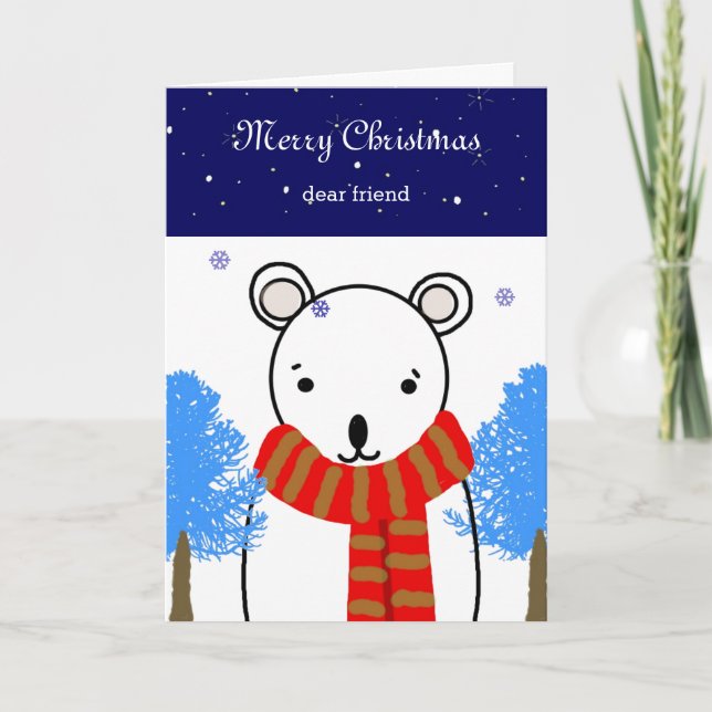 Bear Dear Friend Christmas Holiday Card (Front)