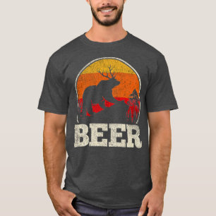 Bear Deer Antlers Funny Craft Beer Retro Graphic T-Shirt