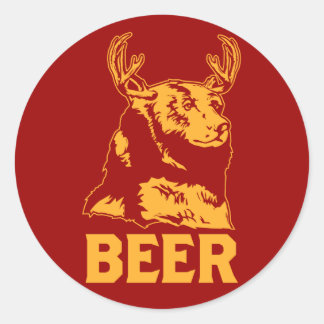 Bear + Deer = Beer Classic Round Sticker