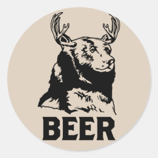 Bear + Deer = Beer Classic Round Sticker
