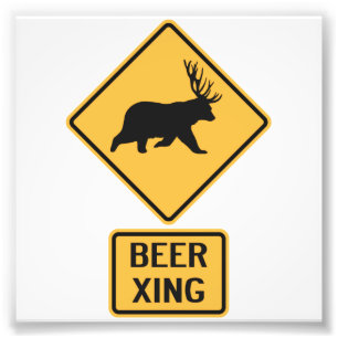 Bear Deer Beer Crossing Photo Print