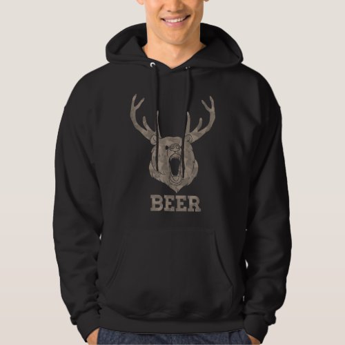 Bear Deer Beer Drinking Camo Antlers Hunting Campi Hoodie