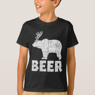 Bear Deer Beer Funny Drinking Hunting Camping Dad  T-Shirt