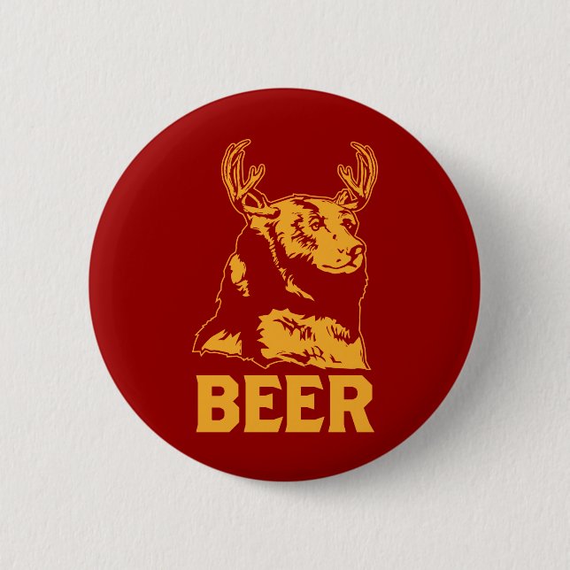 Bear + Deer = Beer Pinback Button (Front)