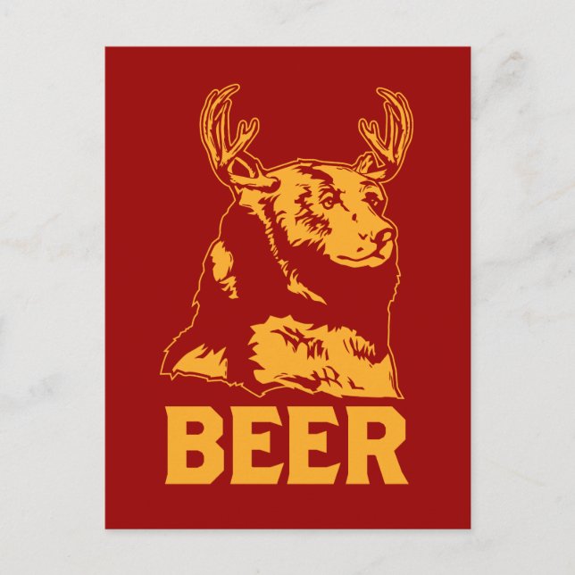 Bear + Deer = Beer Postcard (Front)