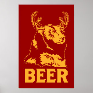 Bear + Deer = Beer Poster
