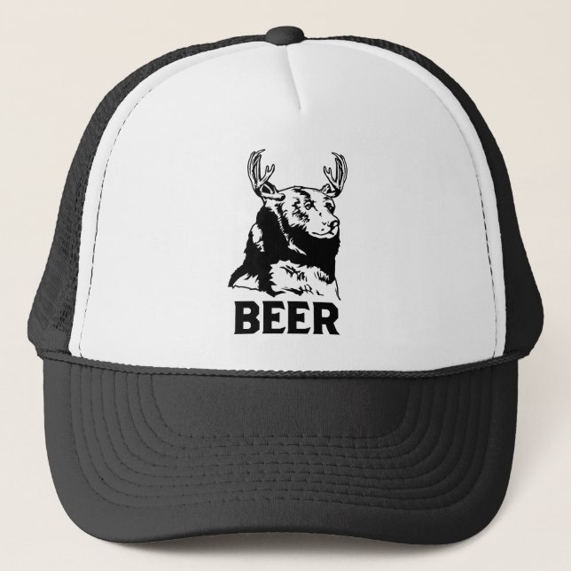 Bear + Deer = Beer Trucker Hat (Front)