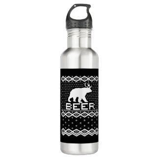 Bear Deer BEER Ugly Christmas Stainless Steel Water Bottle