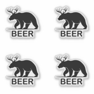 Bear Deer Makes Beer Funny Animal  Sticker