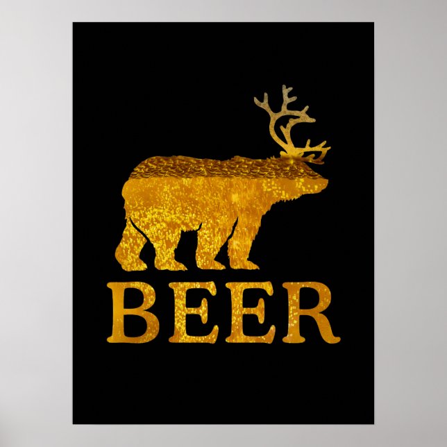 Bear Deer or Beer Bold Silhouette Poster (Front)