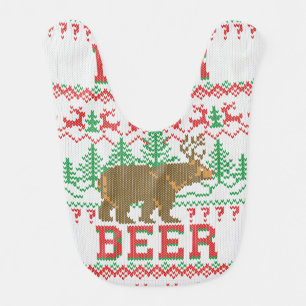 Bear Deer or Beer Christmas Jumper Knitting Bib