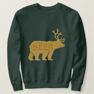 Bear Deer or Beer Embossed Embroidered Statement Embroidered Sweatshirt
