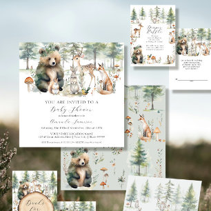 Bear Deer Squirrel Forest Cute Animals Baby Shower Invitation