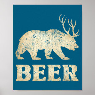 Bear Deer Vintage Beer Poster