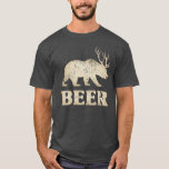 Bear Deer Vintage Beer T-shirt at Zazzle