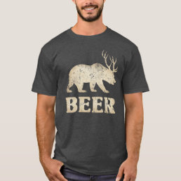 Bear Deer Vintage Beer T-Shirt