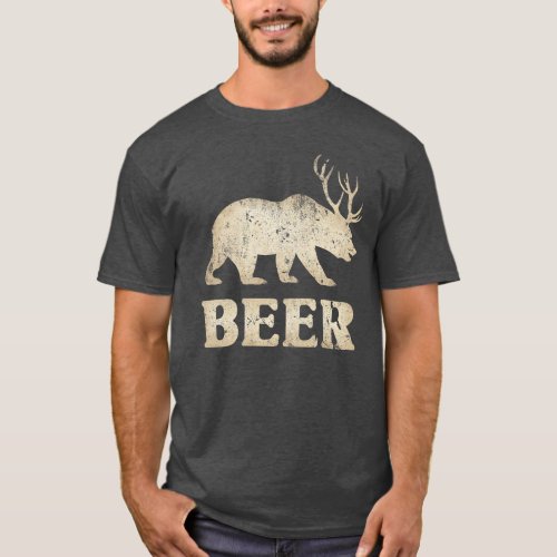 Bear Deer Vintage Beer T_Shirt