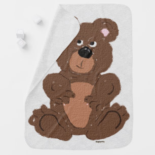 Bear Digital Hand Drawn Art Swaddle Blanket