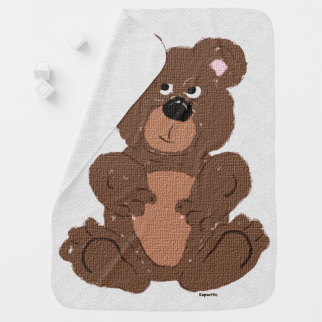 Bear Digital Hand Drawn Art  Swaddle Blanket (In Situ)