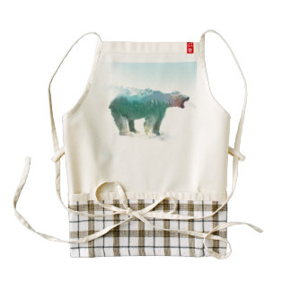 Bear double exposure - polar bear - bear art zazzle HEART apron