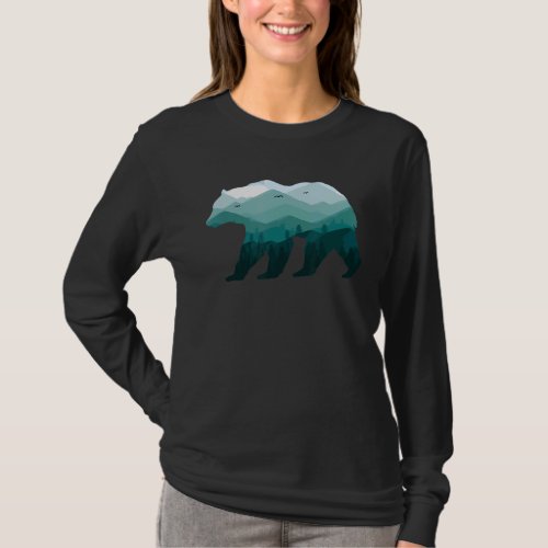 Bear Double Exposure Surreal Wildlife Animal T_Shirt