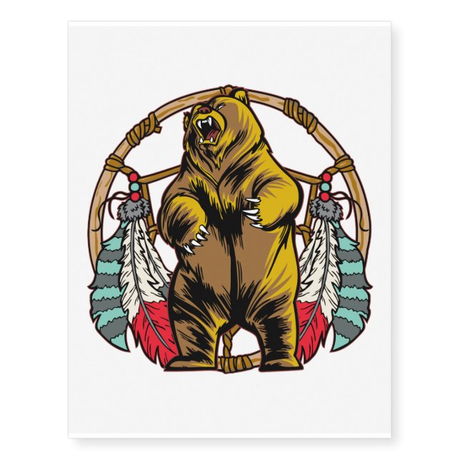Bear Dream Catcher Temporary Tattoos (Front)