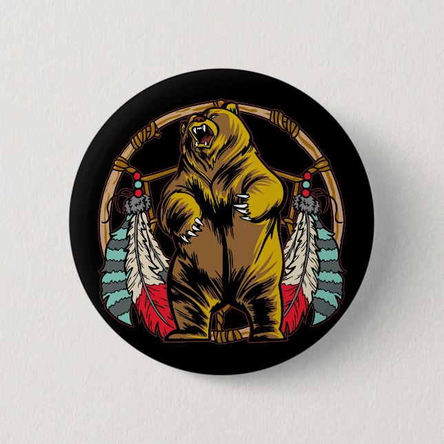 Bear Dreamcatcher Pinback Button (Front)