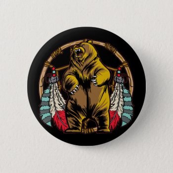 Bear Dreamcatcher Pinback Button by nativeamericangifts at Zazzle