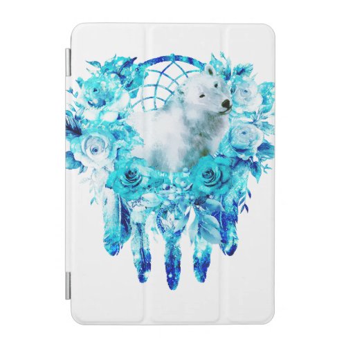 Bear Dreamcatcher Teal Ice Blue Floral iPad Mini Cover