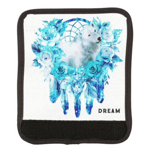 Bear Dreamcatcher Teal Ice Blue Floral Luggage Handle Wrap