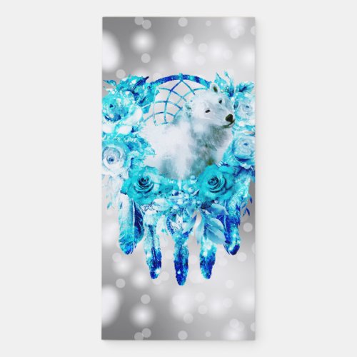 Bear Dreamcatcher Teal Ice Blue Floral Magnetic Notepad