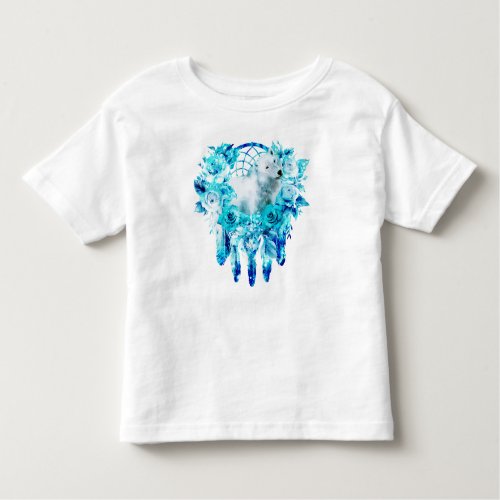 Bear Dreamcatcher Teal Ice Blue Floral Toddler T_shirt