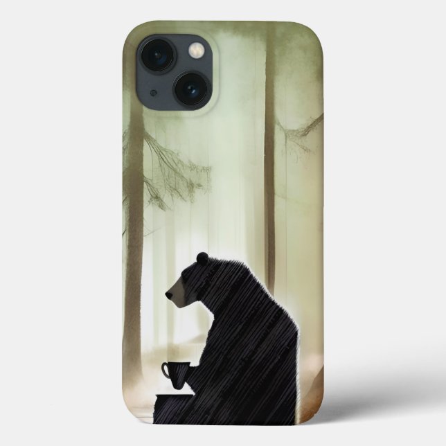 Bear Drinking Coffee in the Woods Case-Mate iPhone Case (Back)