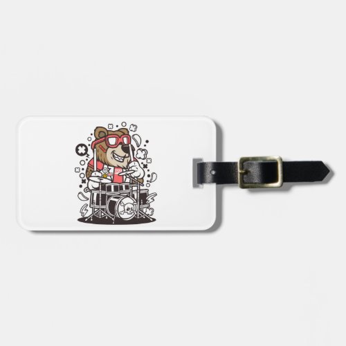 Bear Drummer Luggage Tag