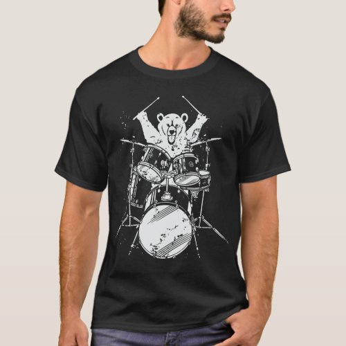 Bear Drummer Playing Drums Men T_Shirt