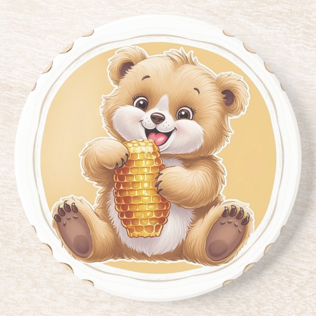 bear eating honey coaster (Front)